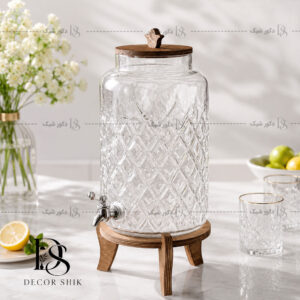 کلمن شیشه ای پایه چوبی آلیس