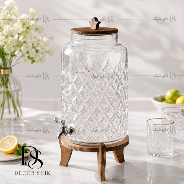کلمن شیشه ای پایه چوبی آلیس