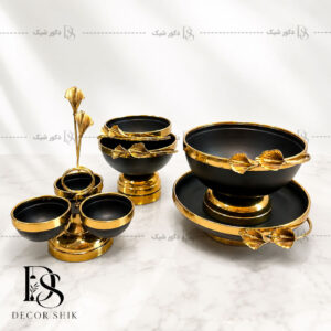 سرویس پذیرایی لیلیوم ۵ تکه رنگ مشکی طلایی