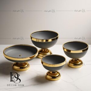 سرویس پذیرای ۴ تیکه فلزی ونیز رنگ طوسی