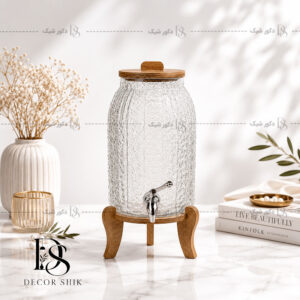 کلمن شیشه ای پایه چوبی زبرا