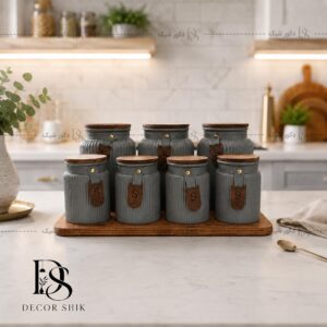 پاسماوری ۷ پارچه شیشه‌ای رنگ طوسی