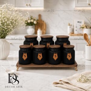 پاسماوری ۷ پارچه شیشه‌ای رنگ مشکی