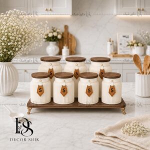 پاسماوری ۷ پارچه شیشه‌ای رنگ کرم